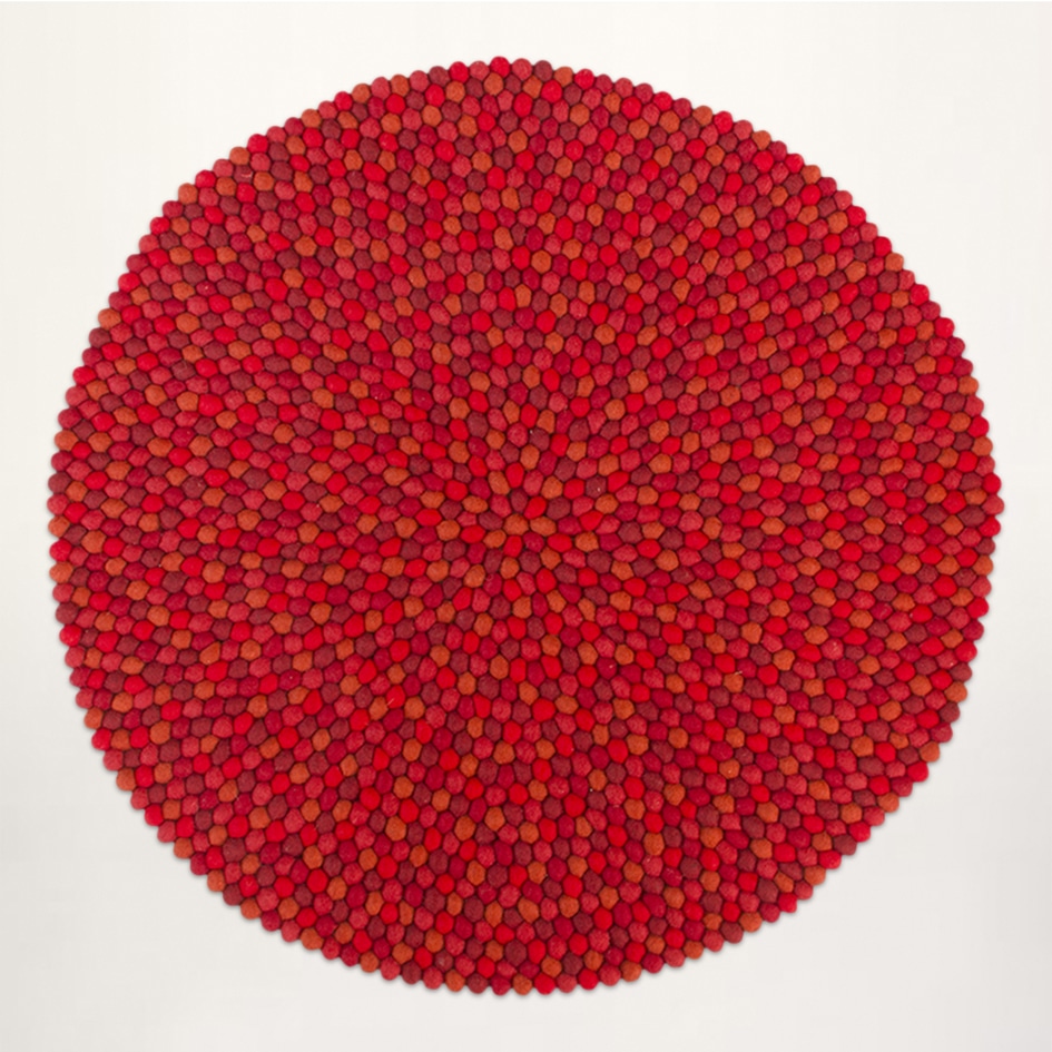 rote FilzKugelTeppich Decke filzkugel
